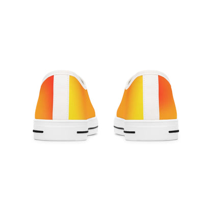 Womens Low Top Sneakers with Red Orange Yellow Gradient Design, Casual Lace Up Canvas Shoes for Colorful Everyday Style - Printspirationz
