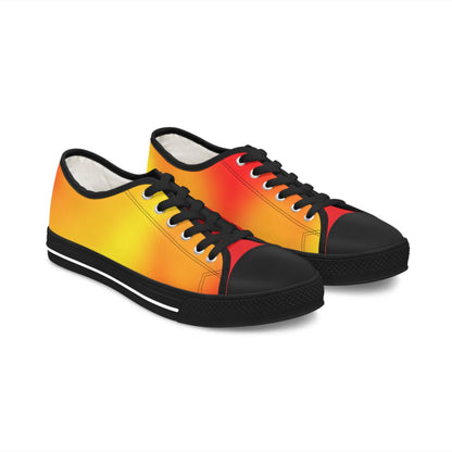 Womens Low Top Sneakers with Red Orange Yellow Gradient Design, Casual Lace Up Canvas Shoes for Colorful Everyday Style - Printspirationz
