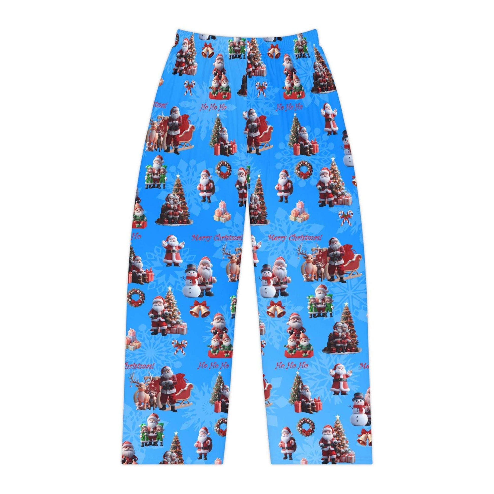 Blue Santa Claus Women's Pajama Pants, Christmas Lounge Sleepwear, Holiday PJ Bottoms, Festive Xmas Nightwear, Cozy Winter Lounge Trousers