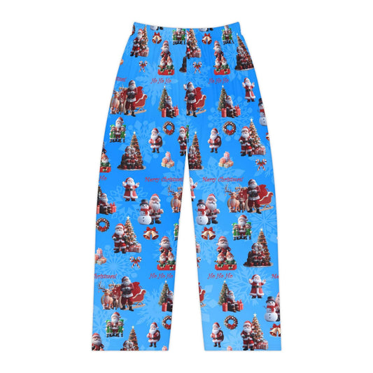 Blue Santa Claus Women's Pajama Pants, Christmas Lounge Sleepwear, Holiday PJ Bottoms, Festive Xmas Nightwear, Cozy Winter Lounge Trousers