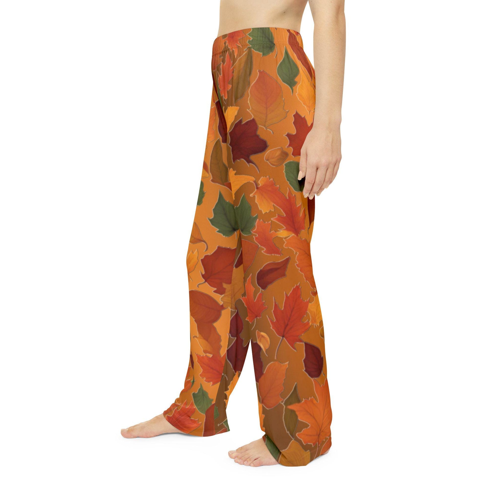 Fall Leaves Women's Pajama Pants - Autumn Brown Gradient Lounge Pants, Comfy Sleepwear, Gift for Her, Relaxing Nightwear, Nature Inspired - Printspirationz