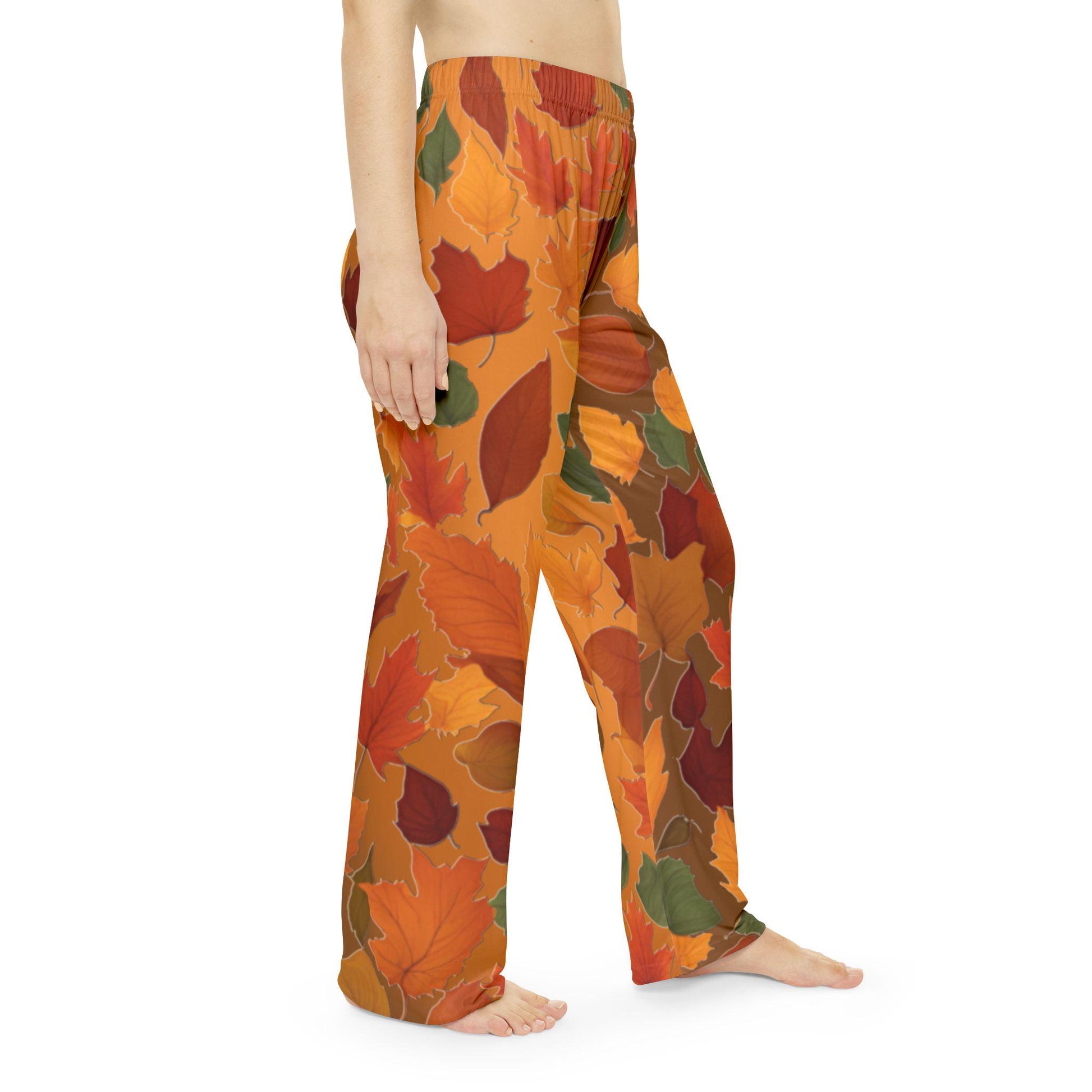 Fall Leaves Women's Pajama Pants - Autumn Brown Gradient Lounge Pants, Comfy Sleepwear, Gift for Her, Relaxing Nightwear, Nature Inspired - Printspirationz