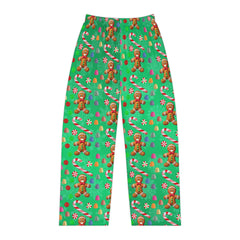 Green Christmas Gingerbread Man Women's Pajama Pants, Holiday Candy Sleepwear, Festive Lounge Bottoms, Xmas PJ Trousers, Winter Nightwear