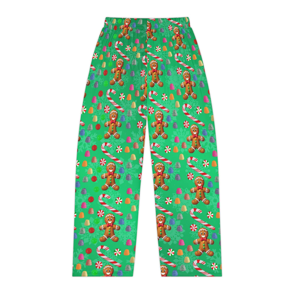 Green Christmas Gingerbread Man Women's Pajama Pants, Holiday Candy Sleepwear, Festive Lounge Bottoms, Xmas PJ Trousers, Winter Nightwear