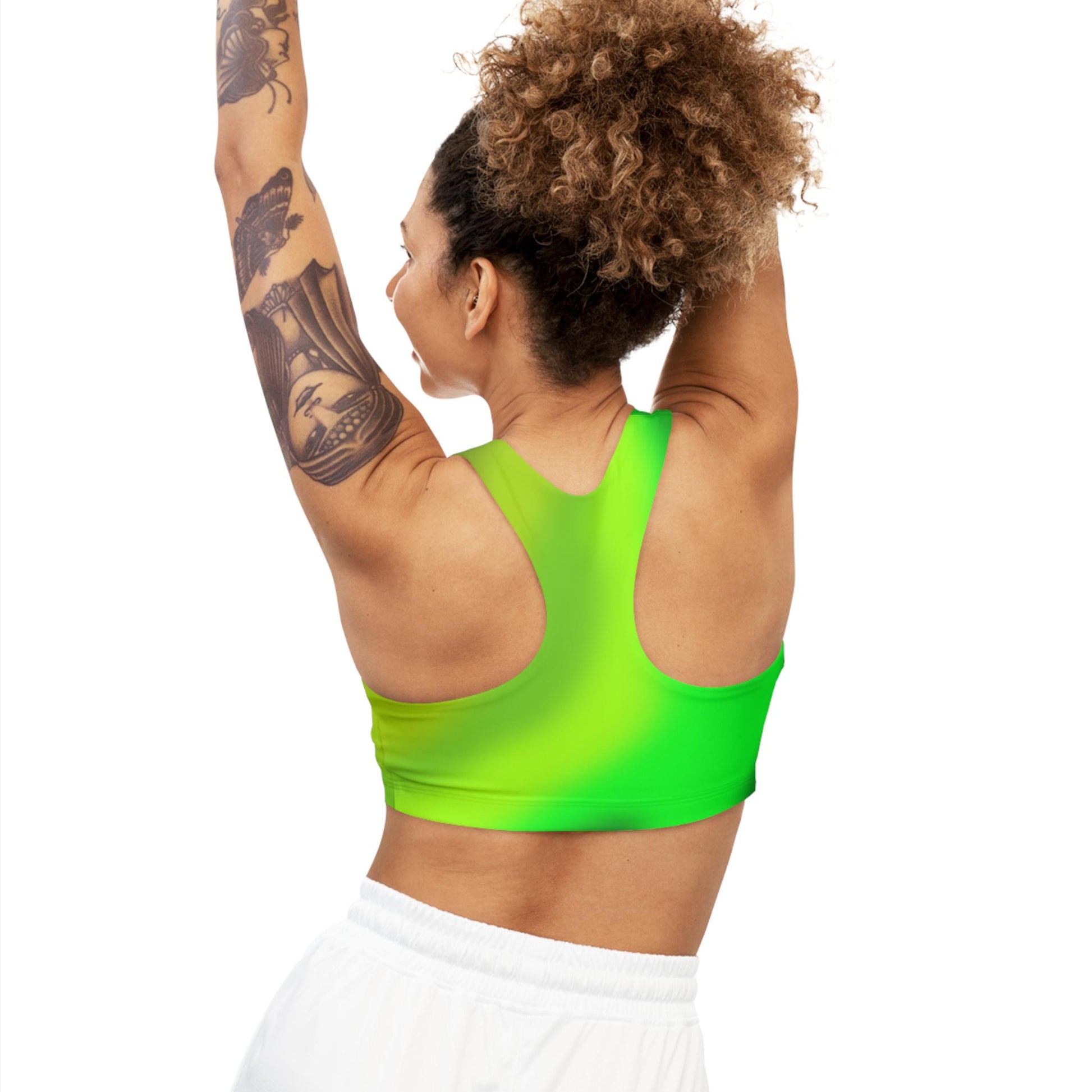 Green Gradient Sports Bra, Workout Fitness Yoga Pilates Activewear, Ombre Athletic Bralette, Stretchy Gym Training Top, Running Jogging - Printspirationz