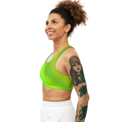 Green Gradient Sports Bra, Workout Fitness Yoga Pilates Activewear, Ombre Athletic Bralette, Stretchy Gym Training Top, Running Jogging - Printspirationz