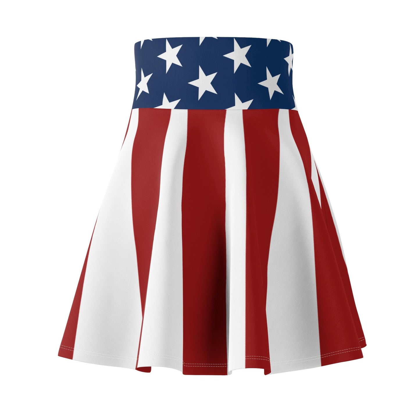 Patriotic Skater Skirt with USA Flag Inspired Design - Red, White, and Blue Style - Printspirationz