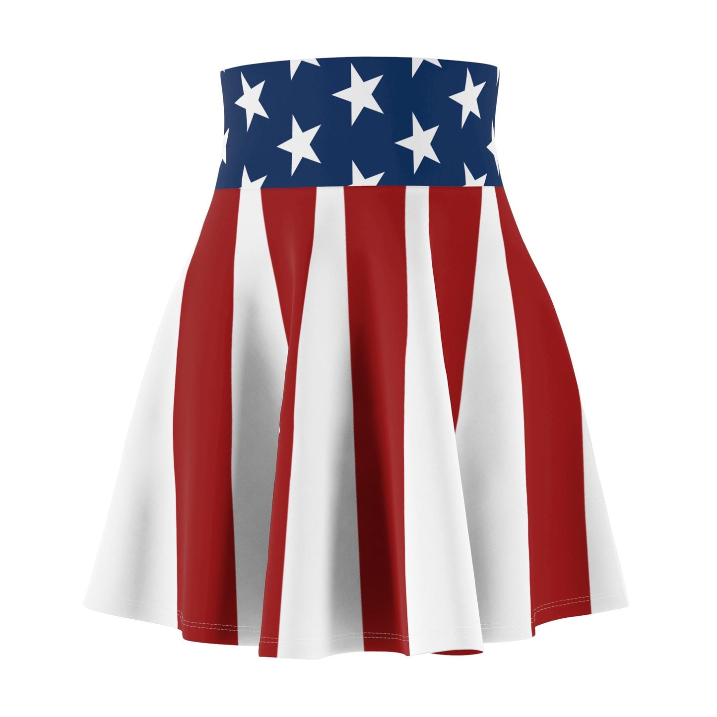 Patriotic Skater Skirt with USA Flag Inspired Design - Red, White, and Blue Style - Printspirationz