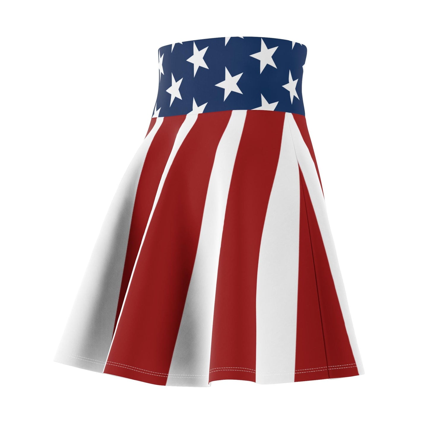 Patriotic Skater Skirt with USA Flag Inspired Design - Red, White, and Blue Style - Printspirationz