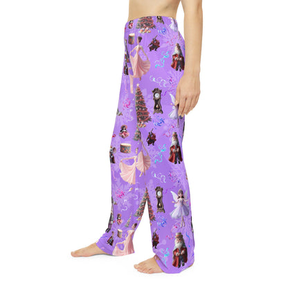 Purple Nutcracker Suite Women's Pajama Pants, Christmas Sleepwear, Purple Gradient Lounge Bottoms, Holiday Character PJ Trousers, Elastic - Printspirationz