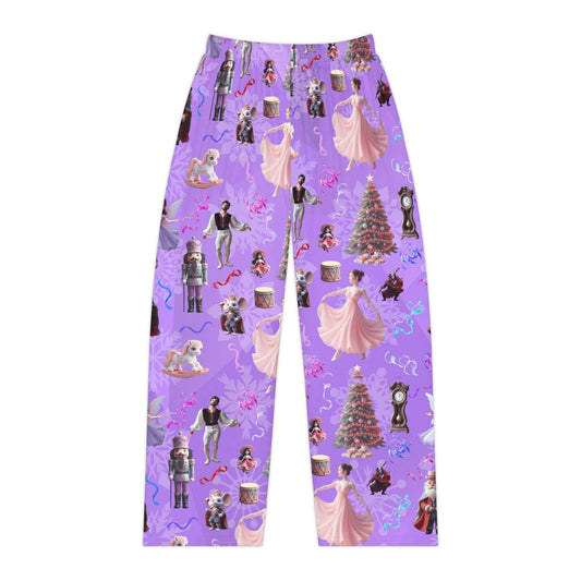 Purple Nutcracker Suite Women's Pajama Pants, Christmas Sleepwear, Purple Gradient Lounge Bottoms, Holiday Character PJ Trousers, Elastic