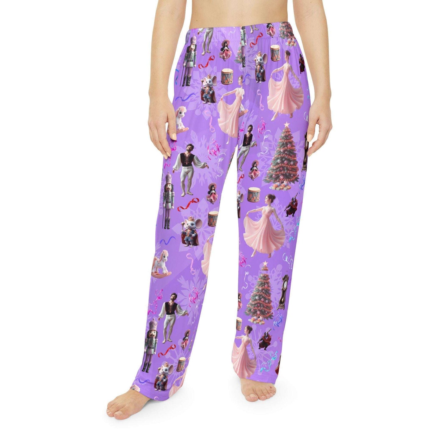Purple Nutcracker Suite Women's Pajama Pants, Christmas Sleepwear, Purple Gradient Lounge Bottoms, Holiday Character PJ Trousers, Elastic