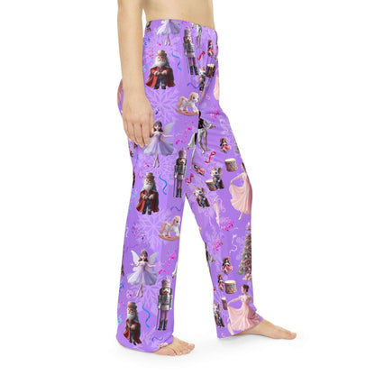 Purple Nutcracker Suite Women's Pajama Pants, Christmas Sleepwear, Purple Gradient Lounge Bottoms, Holiday Character PJ Trousers, Elastic