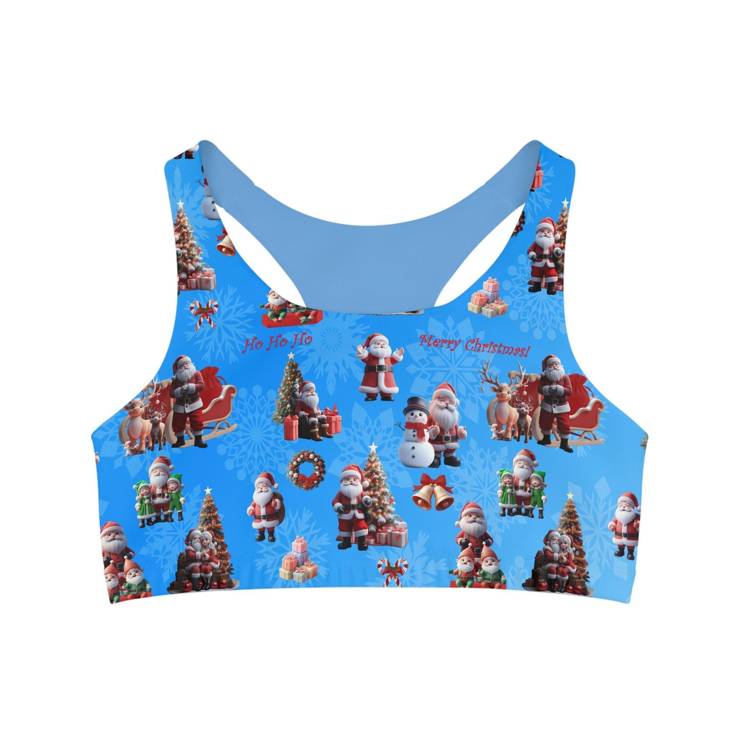 Santa Claus Seamless Sports Bra - Festive Holiday Workout Yoga Top, Xmas Candy Athletic Bra, Winter Gym Fitness Active Wear, - Printspirationz