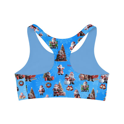 Santa Claus Seamless Sports Bra - Festive Holiday Workout Yoga Top, Xmas Candy Athletic Bra, Winter Gym Fitness Active Wear, - Printspirationz