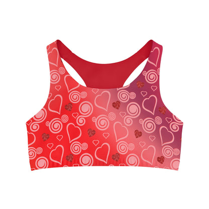 Seamless Sports Bra, Colorful Workout Top, Athletic Bra, Sports Bra with All Over Print Pattern, Unique Athletic Wear, Gym Clothing Option - Printspirationz