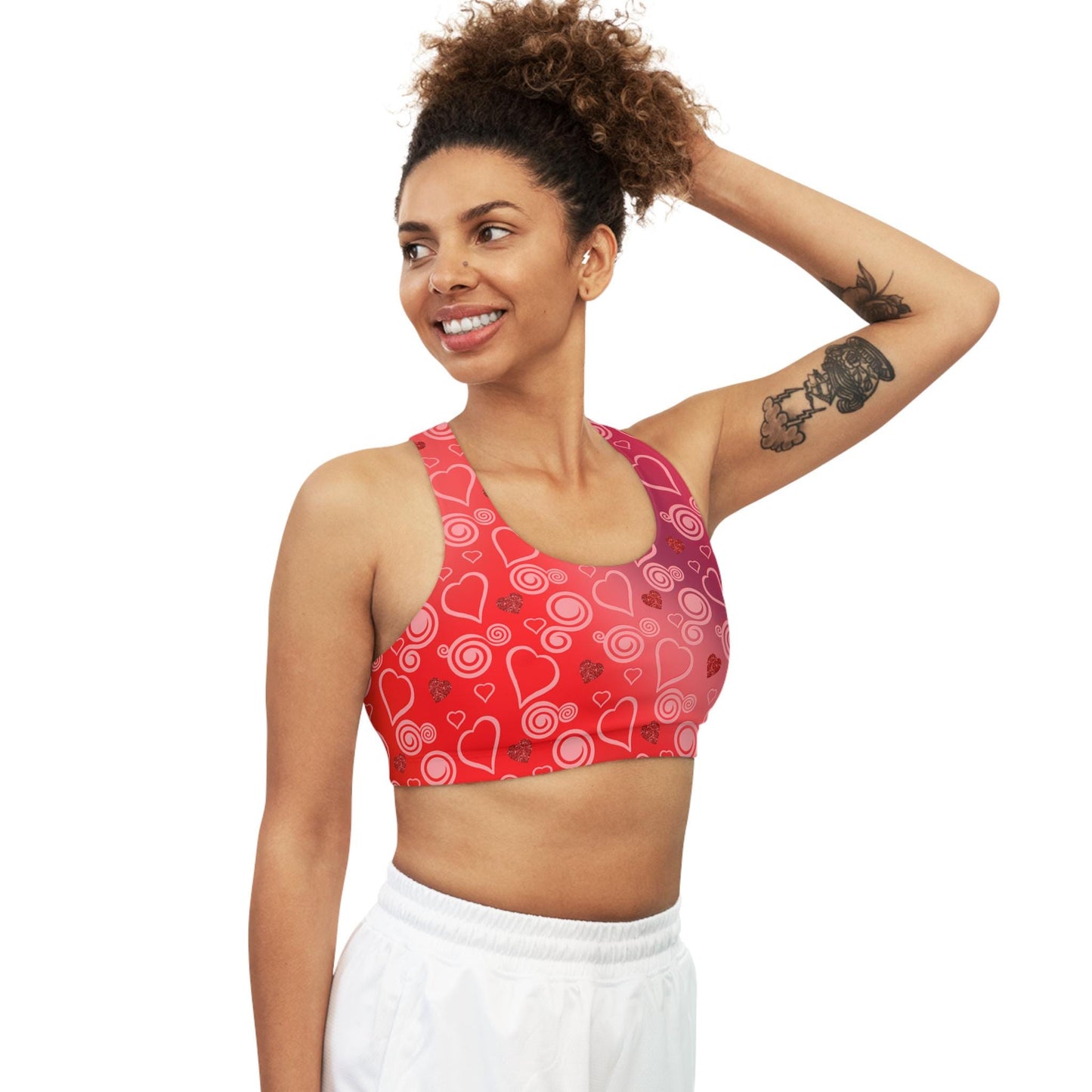 Seamless Sports Bra, Colorful Workout Top, Athletic Bra, Sports Bra with All Over Print Pattern, Unique Athletic Wear, Gym Clothing Option - Printspirationz