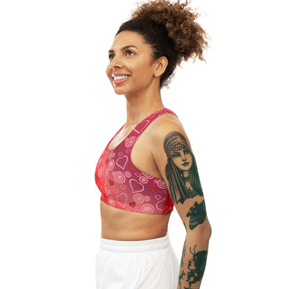 Seamless Sports Bra, Colorful Workout Top, Athletic Bra, Sports Bra with All Over Print Pattern, Unique Athletic Wear, Gym Clothing Option - Printspirationz