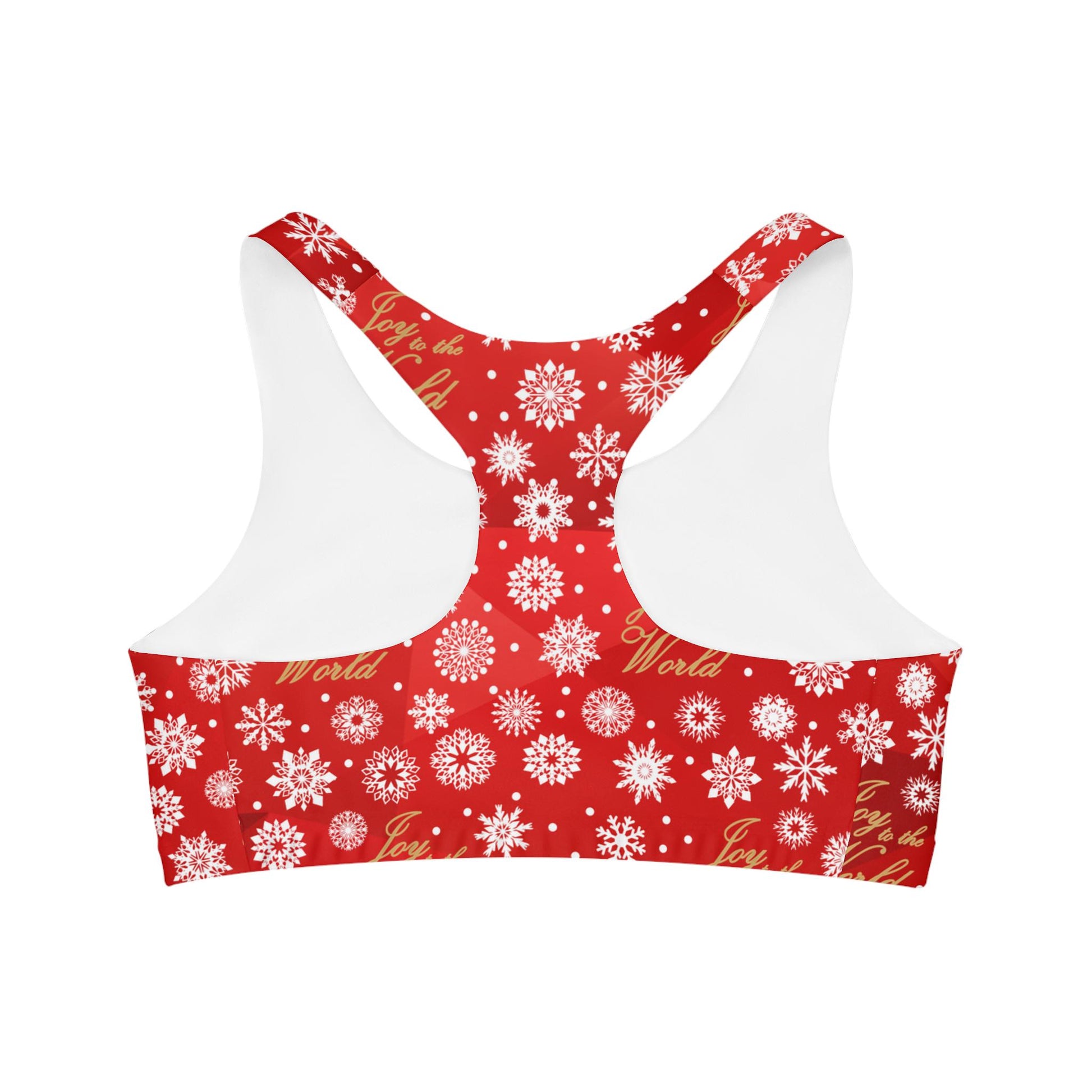 Sports Bra, Joy to the World Red Seamless Active Wear Yoga Top, Workout Fitness Pilates, Gym Athletic Bralette, Christmas Holiday Gift - Printspirationz