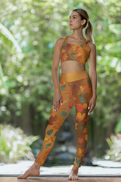 Brown Fall Leaves Gym Outfit Set