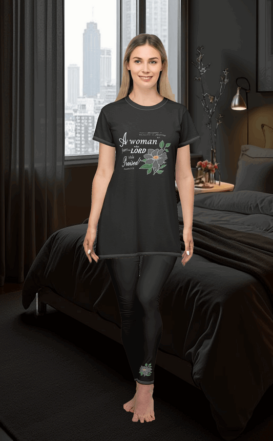 T-shirt Dress w/ Matching Leggings - Black