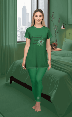 T-shirt Dress w/ Matching Leggings - Green