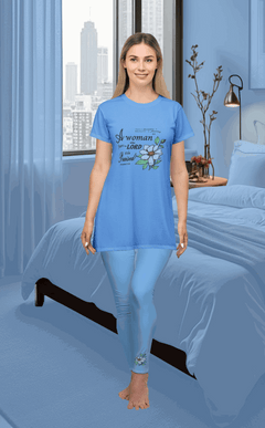 T-shirt Dress w/ Matching Leggings - Light Blue