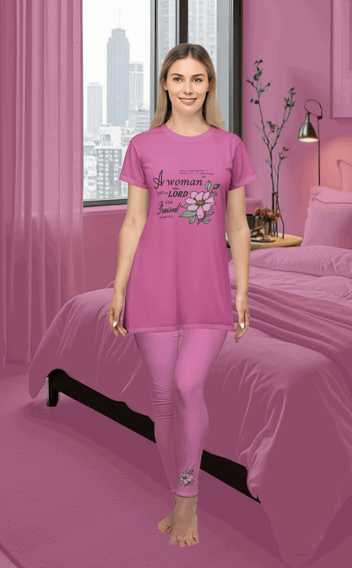 T-shirt Dress w/ Matching Leggings Pink