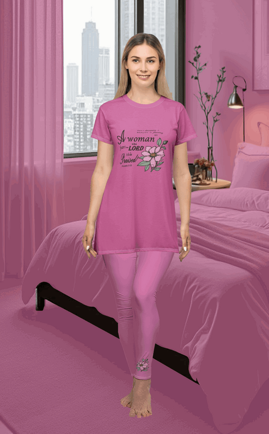 T-shirt Dress w/ Matching Leggings Pink