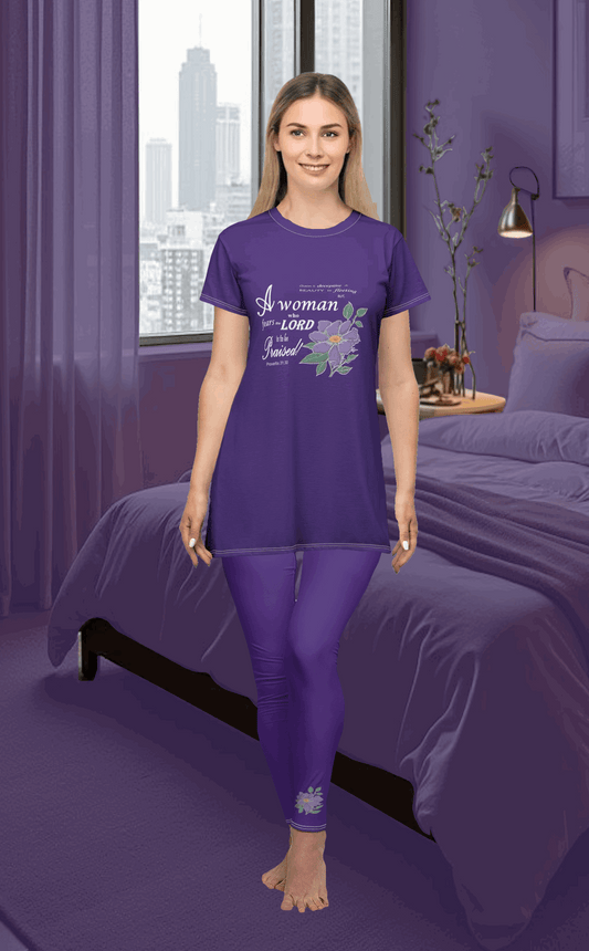T-shirt Dress w/ Matching Leggings - Purple