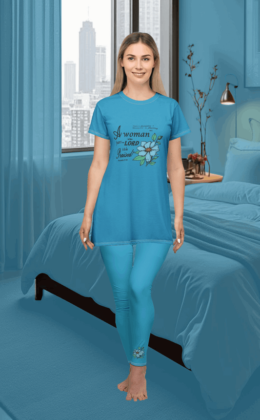 T-shirt Dress w/ Matching Leggings - Turquoise