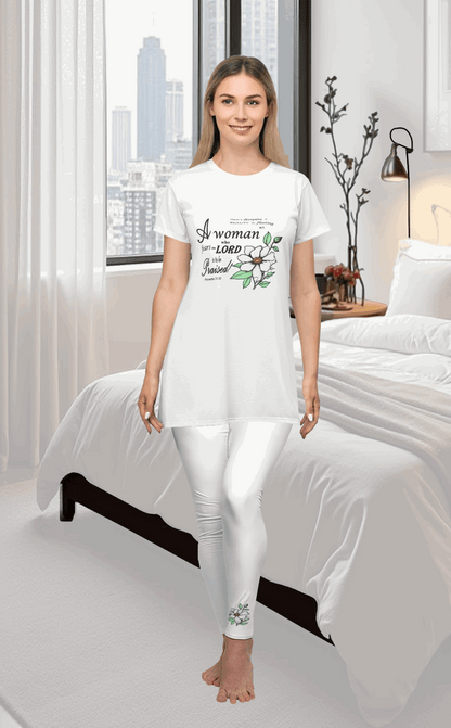 T-shirt Dress w/ Matching Leggings - White