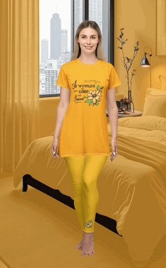 T-shirt Dress w/ Matching Leggings - Yellow