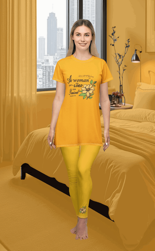 T-shirt Dress w/ Matching Leggings - Yellow