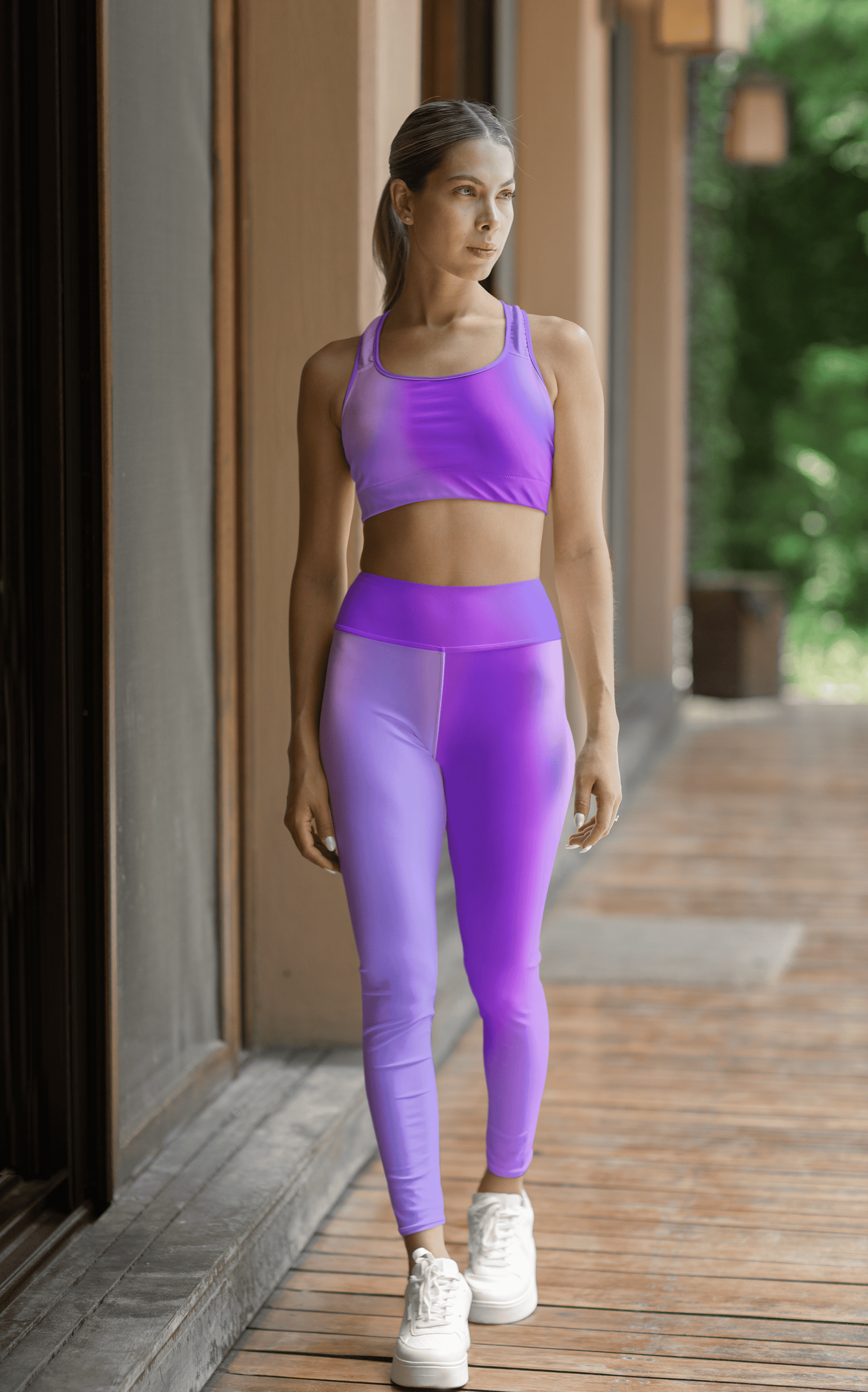 High Waist Yoga Leggings Vibrant Gradient Colored - Purple - Printspirationz