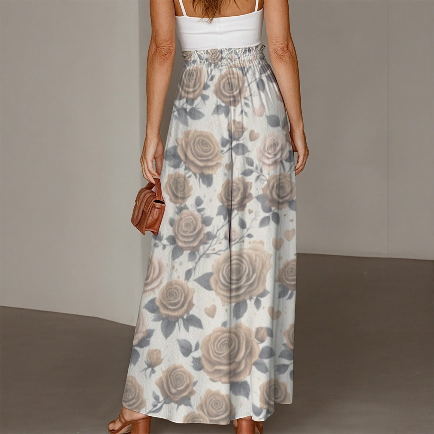 Women's Sepia Rose Ruffled Wide-Leg Pants - Printspirationz