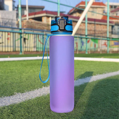 Purple Gradient 32oz BPA-Free Plastic Sports Water Bottle with Filter & Carry Strap