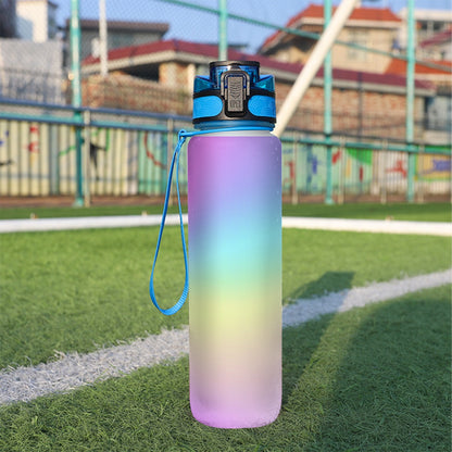 Pastel Rainbow Gradient Reusable Plastic Water Bottle – Whimsical Hydration with a Soft Touch Sport Water Bottle 32oz - Printspirationz