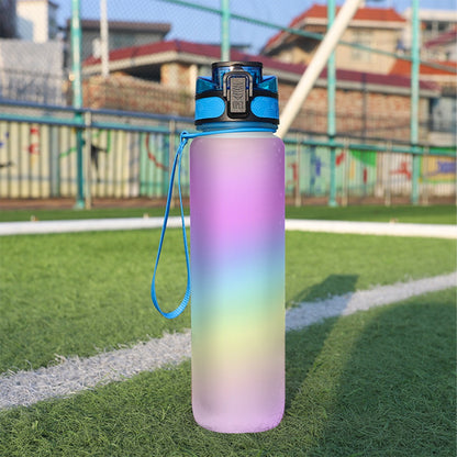 Pastel Rainbow Gradient Reusable Plastic Water Bottle – Whimsical Hydration with a Soft Touch Sport Water Bottle 32oz - Printspirationz