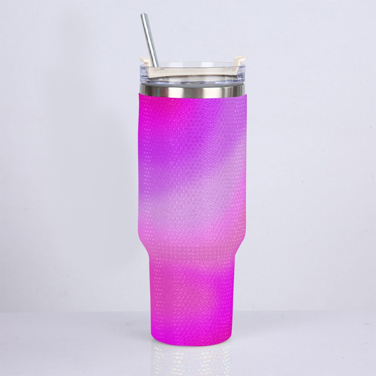 40oz Vibrant Pink Gradient Diamond Tumbler with Stainless Steel Straw – Gradient Luxe Hydration Cup - Printspirationz