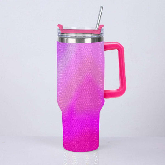 40oz Vibrant Pink Gradient Diamond Tumbler with Stainless Steel Straw – Gradient Luxe Hydration Cup