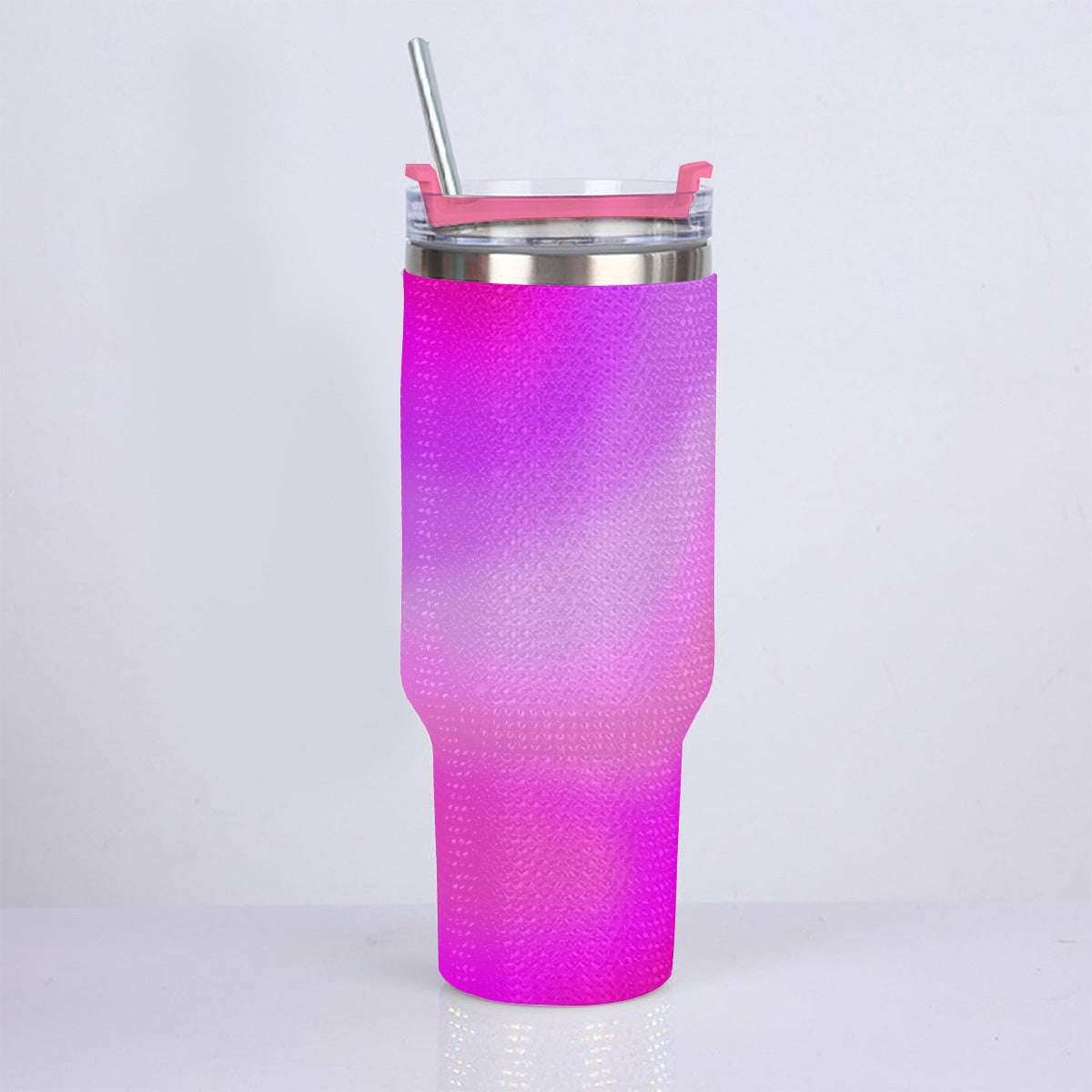 40oz Vibrant Pink Gradient Diamond Tumbler with Stainless Steel Straw – Gradient Luxe Hydration Cup