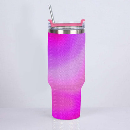 40oz Vibrant Pink Gradient Diamond Tumbler with Stainless Steel Straw – Gradient Luxe Hydration Cup