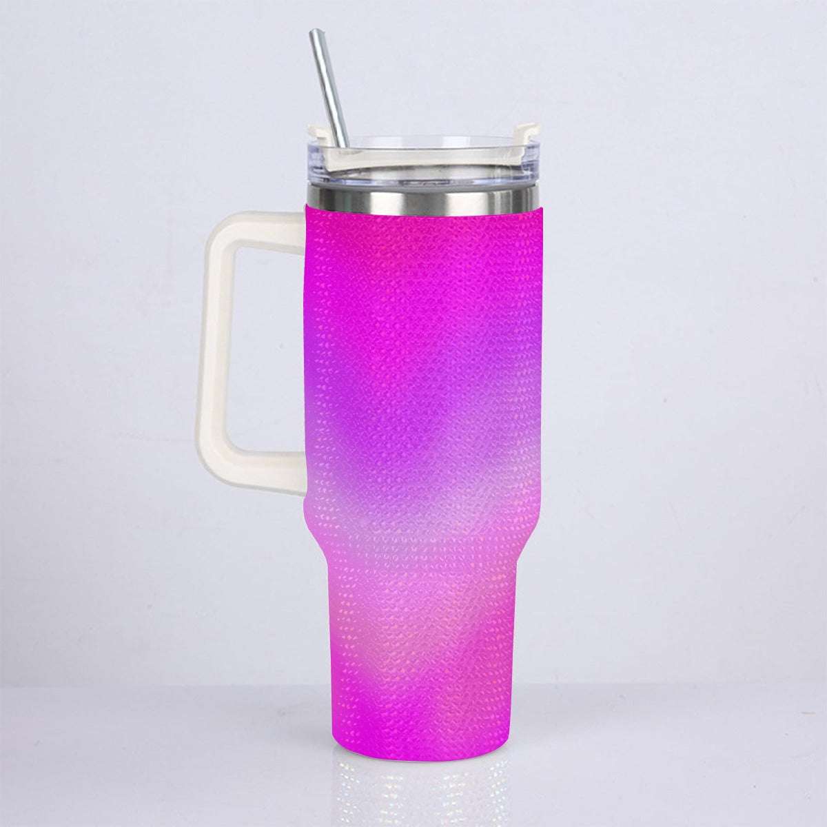 40oz Vibrant Pink Gradient Diamond Tumbler with Stainless Steel Straw – Gradient Luxe Hydration Cup
