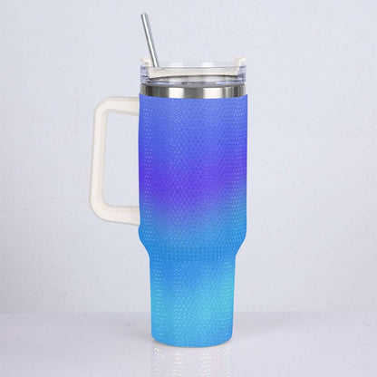 40oz Vibrant Blue Gradient Diamond Tumbler with Stainless Steel Straw – Gradient Luxe Hydration Cup