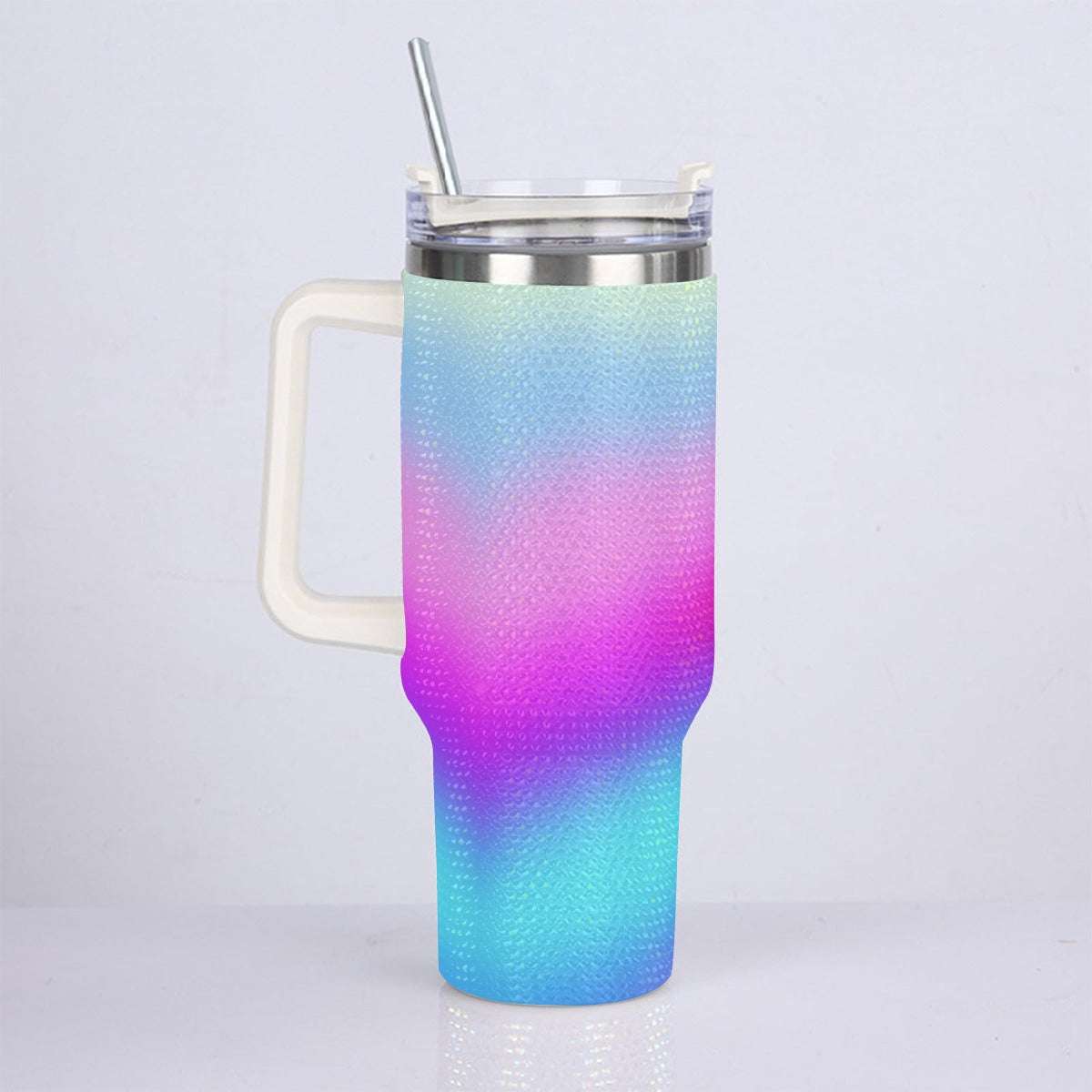 40oz Vibrant Cool Colors Gradient Diamond Tumbler with Stainless Steel Straw – Gradient Luxe Hydration Cup