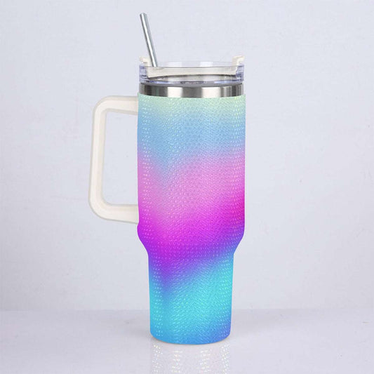 40oz Vibrant Cool Colors Gradient Diamond Tumbler with Stainless Steel Straw – Gradient Luxe Hydration Cup