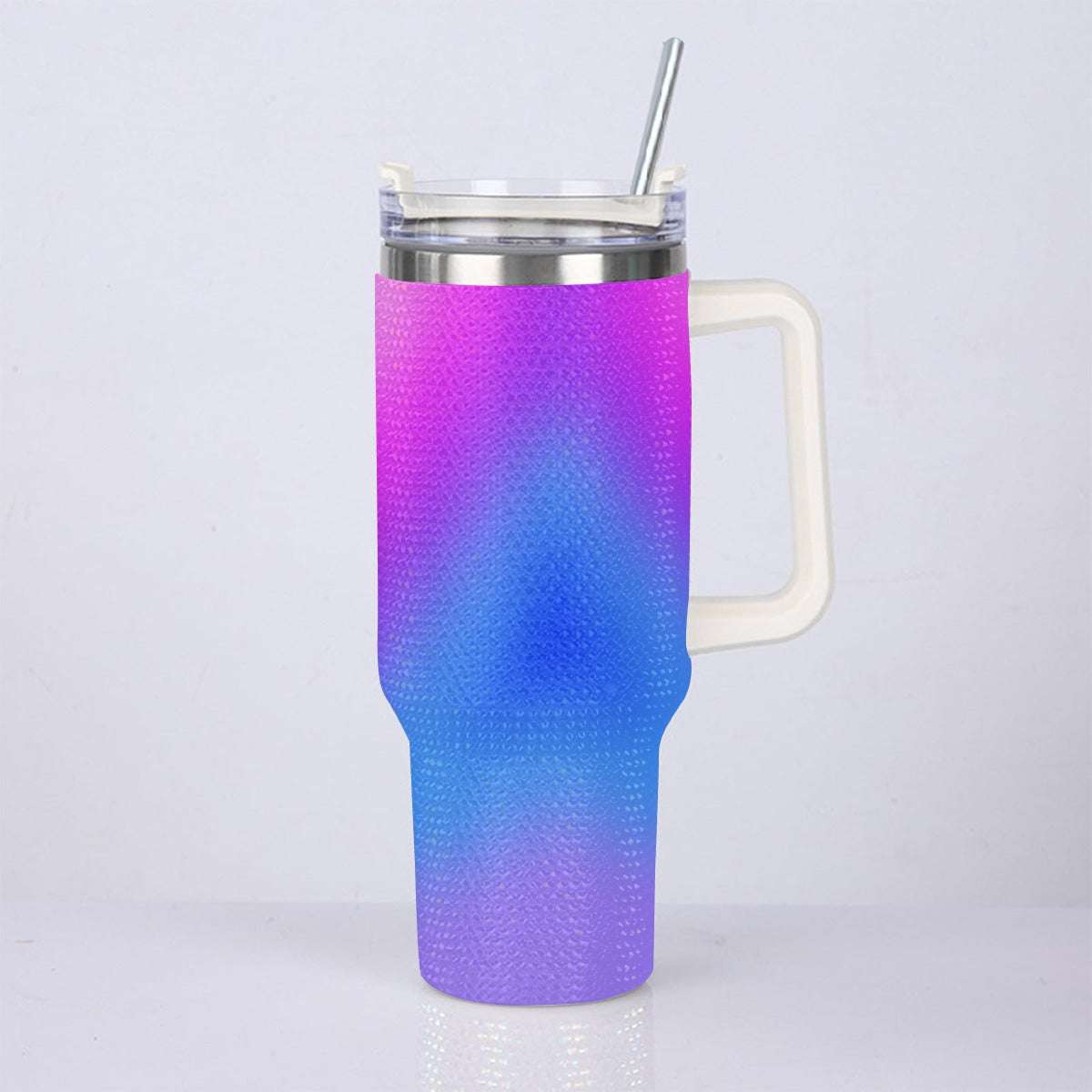 40oz Vibrant Cool Colors Gradient Diamond Tumbler with Stainless Steel Straw – Gradient Luxe Hydration Cup