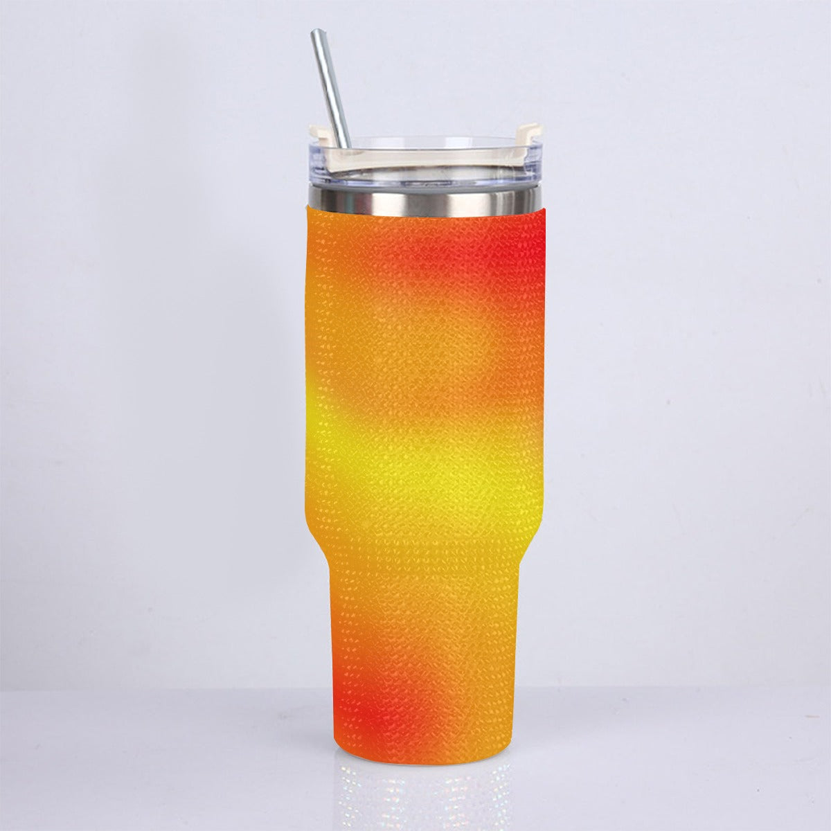 40oz Vibrant Warm Colors Gradient Diamond Tumbler with Stainless Steel Straw – Gradient Luxe Hydration Cup - Printspirationz