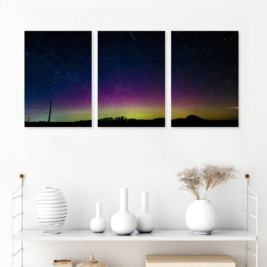 Framed Three-Piece Mural of a Colorful Sunset - Vibrant Wall Art for Home Decor - Printspirationz